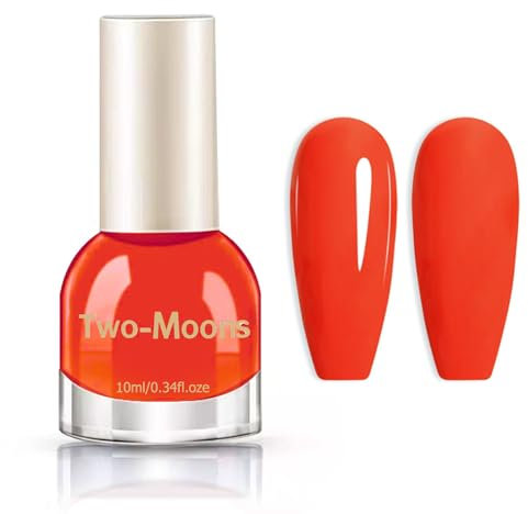 Orange Nail Polish - Orange Red Nail Polish - Translucent Quick Dry Nail Varnish No UV Needed - Glossy Long Lastign Nail Varnish - Neon Bright orange Nail Art Polish For Women Girls Nail DIY