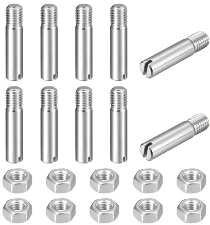 sourcing map 10 perni cilindrici con intaglio, M10 x 45 mm, in acciaio inox 304, con filettatura esterna, viti con scanalatura con dado per installazione di mobili per armadi (GB878)