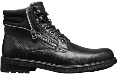 NovaNest Men’s Classic Ankle Boots with Zip & Lace Closure, Warm Winter Casual Shoes