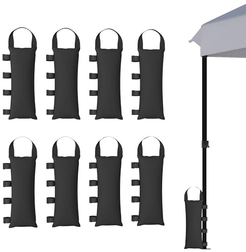 Outsunny Lot de 8 Sacs de Lestage pour Tonnelle, 40 kg, Poids pour Tonnelle, Sacs en Tissu Oxford 600D Résistant pour Pieds de Tente, Noir