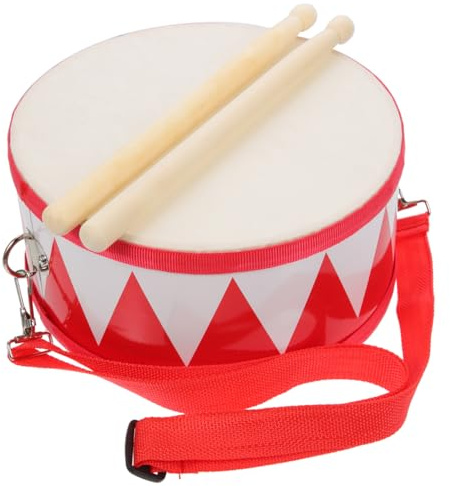 Toyvian Orff Percussion Drum: Two-sided Snare Musical Drum 8 Inch Kids Music Education Instrument with Adjustable Strap And Drumsticks