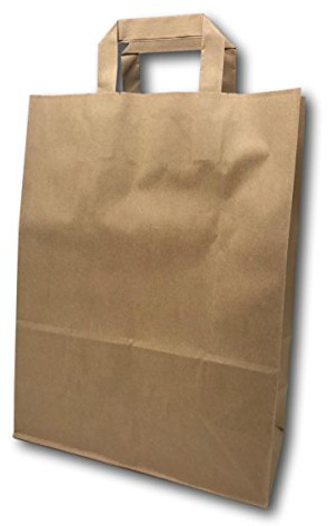 25 Sacs Papier taille moyenne kraft écru avec poignée 11 litres largeur 26 cm , hauteur 35 cm, soufflet 12- sac cabas à anse plate solide, résistant papier 80g non imprimé ref UGSE13PP1F (25)