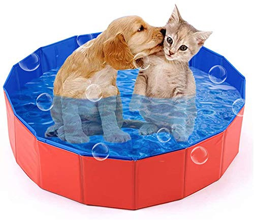 Foldable Dog Paddling Pool Puppy Cats Pet Children Kid Ball Water Ponds Swimming Bathing Tub 20x80cm
