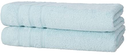 Müskaan® 2er Bambus Handtuch Set Aqua, 50% Baumwolle & 50% Bambus, 70x140cm, 450g/m² – Öko-Tex, Frottee Handtücher Set Baumwolle, Duschtücher Handtuchset Blau für Bad, 60°C waschbar, Frotteetücher