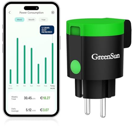 GreenSun Prise Connectée Etanche Alexa - Prise Connectée Compatible avec Alexa IP44 Mesure Consommation Prise Fonction Prise connectée Alexa Minuterie Prise Exterieure Etanche Wifi Prise