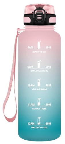 HoneyHolly Borraccia 1,5 Litri, Sportiva Prova di Perdite, Water Bottle, Sportiva Tempo, Borraccia Sportiva, con Filtro, Borracce Palestra per Fitness, Ciclismo, Scuola, Ufficio