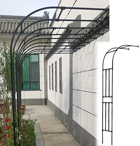 Enrejado de metal para plantas trepadoras al aire libre, cenador blanco montado en la pared para soporte de plantas, enrejado de hierro para plantas de jardín, medio arco para decoración de jardín