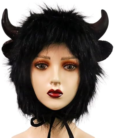 gonymask Animal Plush Hat Christmas Hat Realistic Plush Masks Fancy Dress for Carnival Costume Party Yak Buffalo Bull Mask Bison Half Face Mask Animal