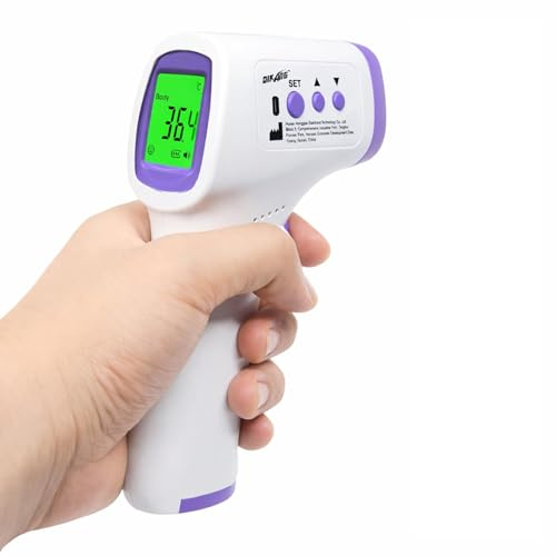 Non-Contact Infrared Forehead Thermometer for Adults & Kids - Instant Accurate Digital Thermometer with Fever Alarm, 32 Memory Sets & LCD Display, for Family Use (White)