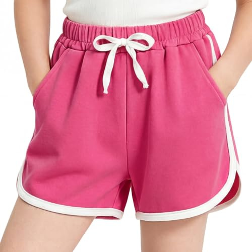 Keyck Pantalones Cortos para Niña con Bolsillos Algodón 8-10 Años, Fucsia