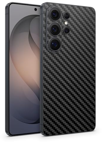 Skins compatible avec Samsung Galaxy S26 et S26 Ultra, film de protection d'écran à couverture complète à 360° ou arrière seulement (dos seulement, carbone noir, Galaxy S26 Ultra)