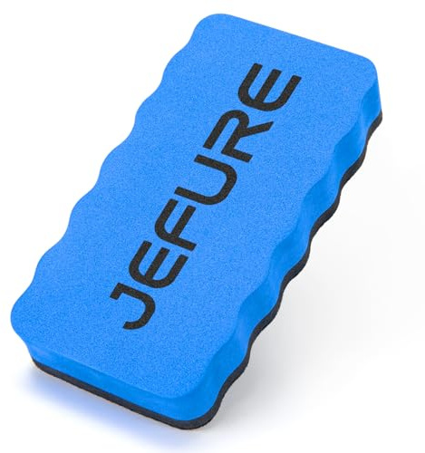 JEFURE Magnetic Whiteboard Eraser, 1 Pc, Blue | Dry Erase Board Cleaner, Sponge Surface, for Whiteboards and Glass Surfaces, Office, School, and Home Use