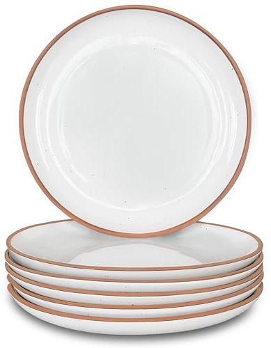 Mora Ceramic Plates Set, 7.8 in - Set of 6 - The Dessert, Salad, Appetizer, Small Dinner etc Plate. Microwave, Oven, and Dishwasher Safe, Scratch Resistant. Kitchen Porcelain Dish - Vanilla White