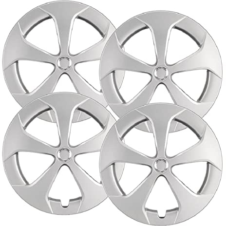 Premium Quality 15” Silver Hubcaps/Wheel Covers fits 2010-2015 Toyota Prius (Will NOT fit Prius C or Prius V), Heavy Duty Construction (Set of 4) 61167AMS-4