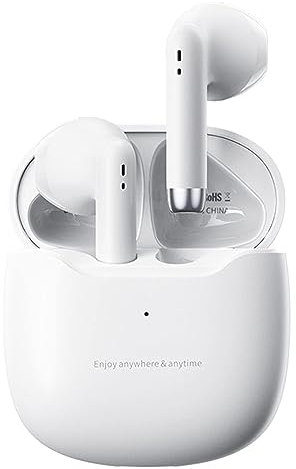 True Wireless Earbuds White Bluetooth 5.3 with Microphone for Working Out Noise Canceling Blue Tooth Ear Buds Deep Bass TWS Wireless Earphones with Charging Case in Ear Headphone for iPhone Android