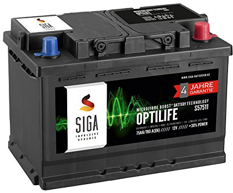 SIGA OPTILIFE Autobatterie 12V 75Ah **4 JAHRE GARANTIE** statt 70Ah 72Ah 74Ah 77Ah
