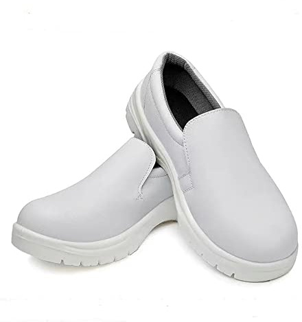 S1 Men's PU Steel Toe Anti Static Shoes Dust Free Comfortable Cushioning Anti Slip Safety Shoes ESD White
