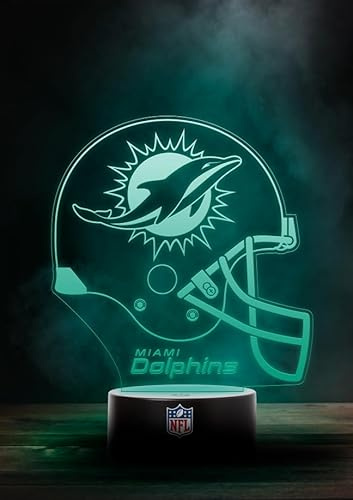 Great Branding Miami Dolphins NFL LED Lampe Licht Logo Helm, Wechselmodus mit 6 unterschiedlichen Farben