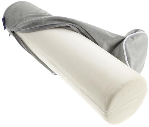 IMIKEYA Funda de almohada enrollable para cuello, almohada redonda cervical para cuello, almohada de algodón viscoelástica para cabeza, columna vertebral, cuello, tracción lumbar