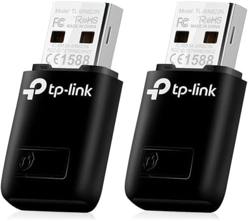 TP-Link Clé WiFi Puissante N300 Mbps, Mini Adaptateur USB WiFi, dongle WiFi, Bouton WPS, Compatible avec Windows 11/10/8.1/8/7/XP, Mac OS 10.15 et Versions antérieures, Linux, Noir, TL-WN823N