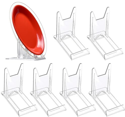 6 Pezzi Espositore Regolabile in Acrilico, Plastica Porta Piatti da Esposizione, Espositori Trasparenti, Poggia Piatti da Esposizione, per Esposizione di Foto, Piatti, Segnaposti, Libri di Cucina