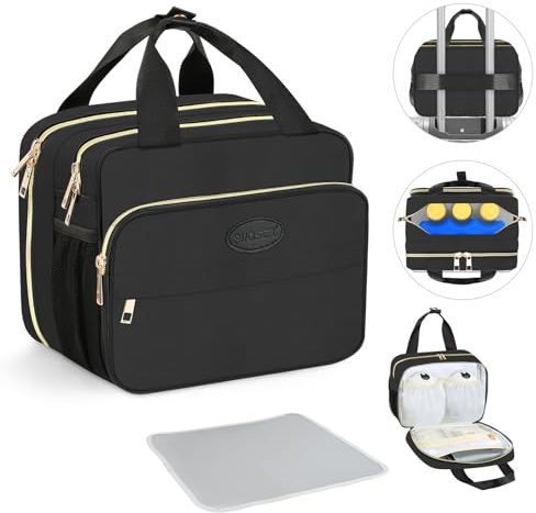 PIIOSER Breastmilk Cooler Travel Bag with Ice Pack, Compatible with Wearable Breast Pumps & Accessories - Breastfeeding On The Go for Nursing & Working Moms, Black