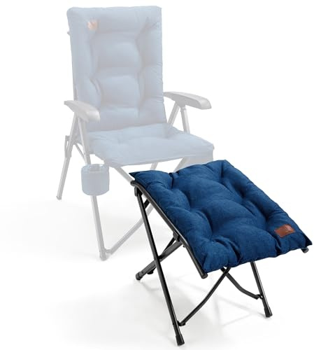 EVER ADVANCED Vikbart campingfotstöd, ergonomiska ottomaner för vardagsrum, hopfällbar trädgårdsfotpall, lätt benstöd med bärväska för sovrum, trädgård, blå