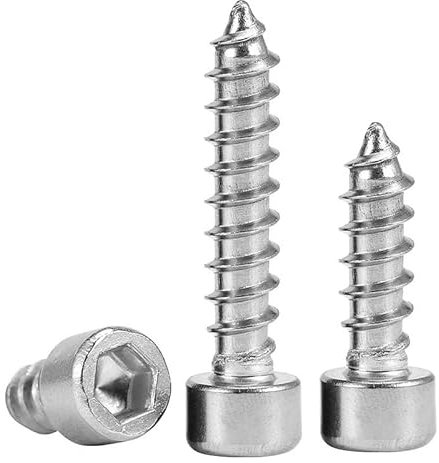 Metric Hex Socket Self-Tapping Screws, SS304 Whitewashed, Grade 8.8 Carbon Steel Cheese Head Hexagonal Screws for Metal & Wood, 304 Stainless Steel, M2 x 8mm (100Pcs)