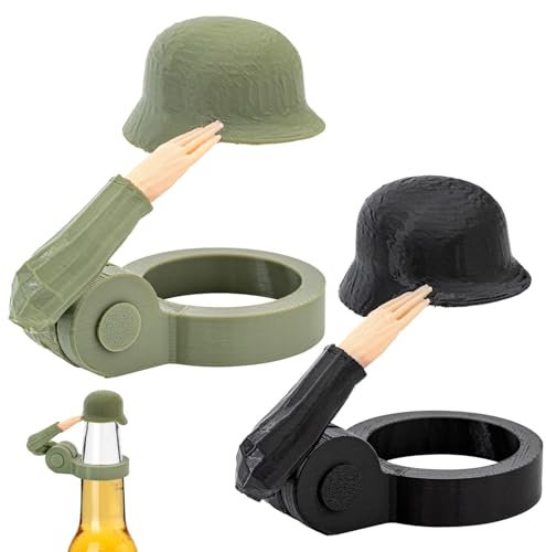 Flaschenverschluss, 2 Stück Lustiger Salute-Soldaten-Bierhelm, Wiederverwendbar Staubdicht Dekoratives Design, Flaschenverschluss Bierflaschen für Party Bar Veteranen Enthusiasten