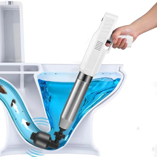 Pompa Stura Scarichi a Pressione Elettrico, Stura WC con Barometro con 4 Adattatori in Gomma, Sturalavandini Sbloccatore di Scarichi, per Sbloccare il WC, Scarico del Pavimento, Lavabo, Vasca da Bagno