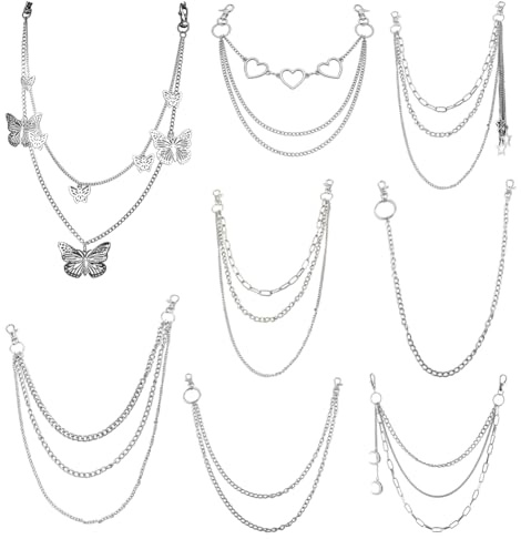 8 styck byxkedja set, byxkedja Punk byxkedja Jeanskedja Rockkedja Hip Hop byxkedja herr, Goth byx dam, Jeansbyx smycken för plånböcker kostym dekoration