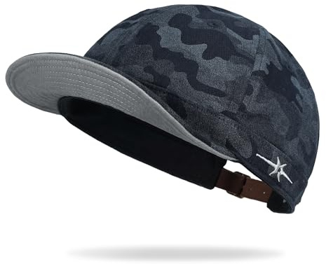 CLAPE Casquette à Visière Courte Casquette Baseball Homme Coton Chapeau Anti UV Short Brim Dad Hat Bleu Blue CLSB04