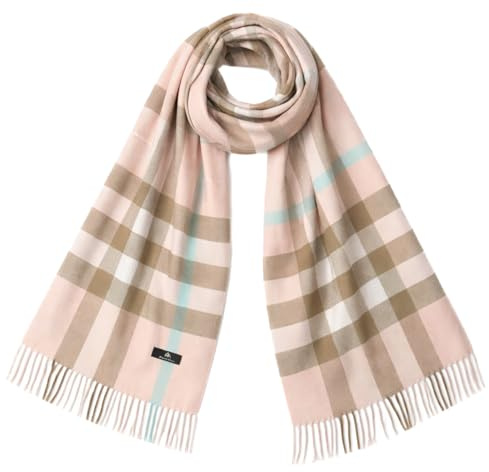 KARMA.DIEM Bufanda XXL a cuadros para hombre y mujer, elegante abrigo para todo el año, 175 x 66 cm, suave tacto cachemira, accesorio unisex ligero (Rosa)
