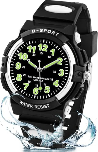 Ayybboo Analogue Kids Watch for Boys Girls Aged 5-18 | 30 Metre Waterproof Children's Watch with Soft TPU Strap, Clear Easy Read Dial Suitable for Daily and Outdoor Use