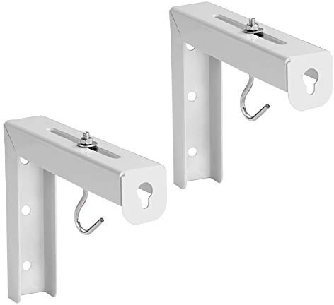 Mount-It! Projector Screen Wall Mount L-Brackets - Wall Hanging Bracket For Home Projector and Movie Screens, 6 inch Adjustable Mounting Hooks for Projection Screen, 1 Pair, White, 66 Lb Capacity Each