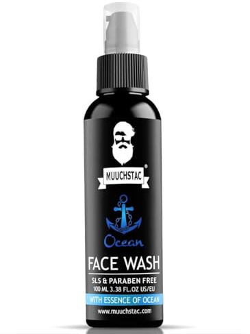 Muuchstac Men’s Ocean Face Wash, Anti Acne & Pimple, 12 hrs Moisturizes, All Skin Types, Skin Brightening, No SLS, Silicone and Paraben, 100 ml