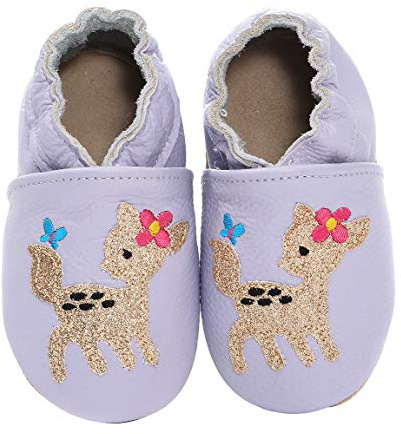 koshine Zapatos para gatear de cuero suave para bebé, zapatos para aprender a andar, zapatillas de 0-3 años (gris, 18), Ciervo, 20/21 EU