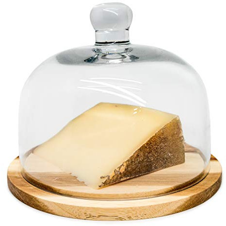 Nerthus FIH 548 Plat à fromage avec couvercle en verre et base en bois Transparent