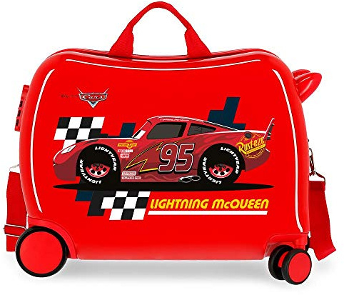 Disney Valigia per bambini 2 ruote multidirezionali Lightning Mcqueen Rossa