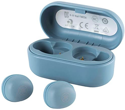 Yamaha TW-E3A Bluetooth Earphones - True wireless earphones, 6 hours playback time on one charge, waterproof (IPX5 certification), with wireless charging case, blue