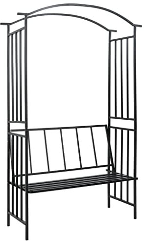 vidaXL Arco de Jardín con Banco Flores Planta Patio Terraza Patio Aire Libre Balcón Rosas Escalada Fiesta Enrejado Exterior Hierro Negro