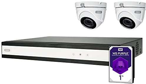 ABUS Videoüberwachung Komplett-Set mit Hybrid-Videorekorder und 2 analogen Mini-Dome-Kameras