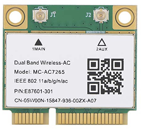Tarjeta de Red MC-AC7265, Tarjeta WiFi Inalámbrica Red Mini PCI-E Gigabit Tarjeta Adaptadora de Red de Doble Banda 2.4G / 5G para Computadora Portátil PC Win7 Win 8 Win 10