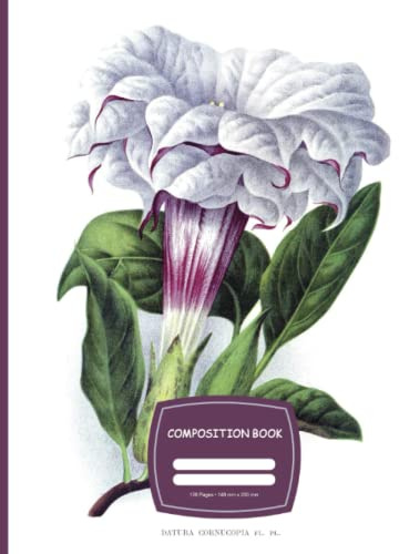 Composition Notebook Vintage Angel's Trumpet Illustration (Journal, Diary) College-Ruled, 120 Pages For School, College, Office, Work