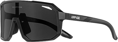 KAPVOE Fahrradbrille Polarisiert Herren Damen Sonnenbrille Sportbrille Radbrille Sportsonnenbrillen Radsportbrille Radfahren MTB Brille Rennrad Triathlon Laufen Wandern Volleyball Bergsteigen Schwarz