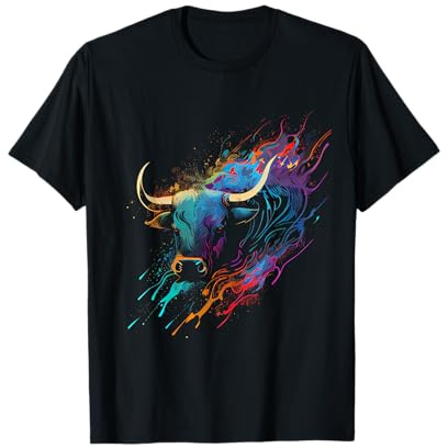 Bull Colourful Bull Riding Favourite Animal Bull Owner T-Shirt