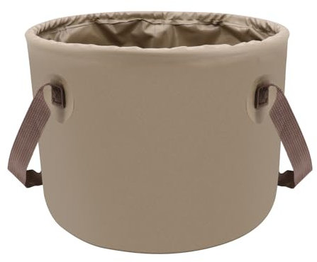 Beowanzk 20L Foldable Water Bucket, Collapsible Water Container, Camping Foldable Washing up Bowl, Plastic Bucket | Travel Bin for Fishing, Gardening, Car Washing (Khaki)