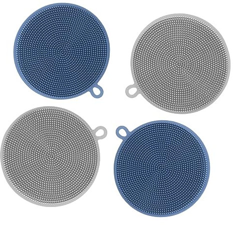 4 spugne in silicone per lavare i piatti, spugnette in silicone, spazzole per lavare i piatti, per lavare piatti, padelle, pentole, frutta e verdura
