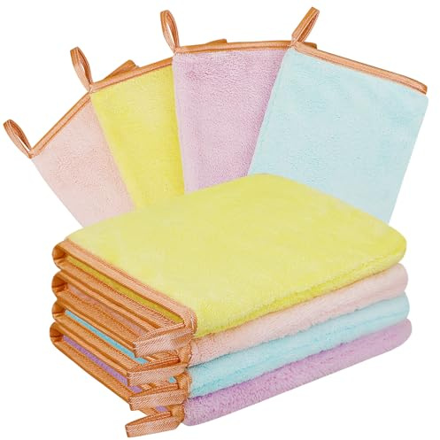 GRBAIN Manoplas Baño Toallas Baño Toalla Facial Toalla Cara Toalla Microfibra Toallas Lavabo Esponja Bebe Recien Nacido Toalla Desmaquillante Reutilizable Limpieza Facial 15x21cm Franela 8 Piezas
