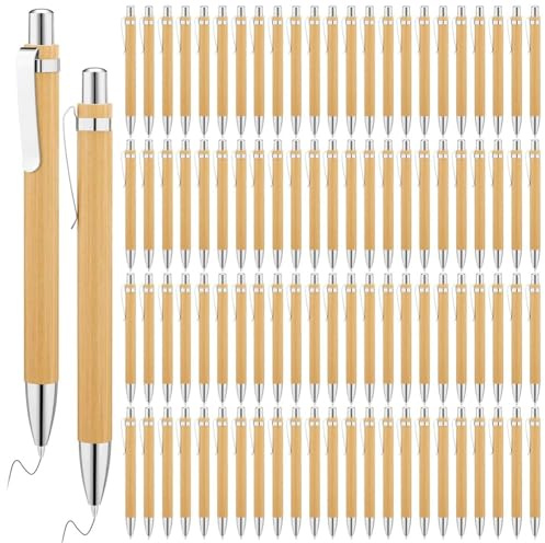 Tagtight 200 Stück Kugelschreiber Schreibgerät Set, Kugelschreiber Hochwertig Stifte Einziehbare Kugelschreiber Personalisierter Gravur, Schwarze Tinte Kugelschreiber, Schule, Bürobedarf
